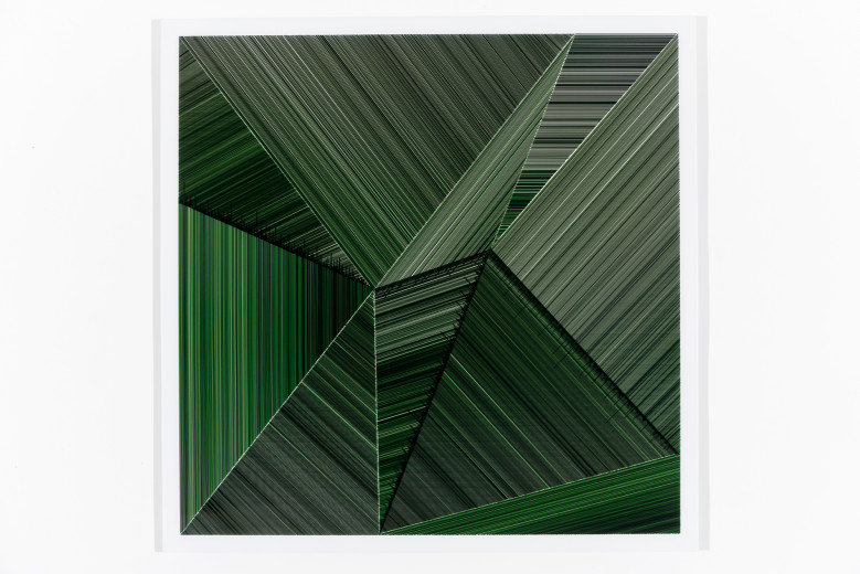 Temps et variations IV (vert), 73,66 cm x 73,66 cm / Time and variations IV (green), 29" x 29", 2018. Image : Guy L'heureux